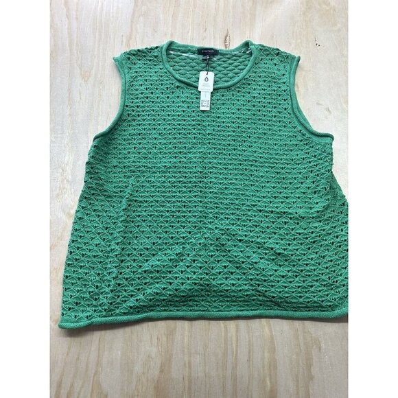 Open Stitch Sleeveless Cotton Sweater Sanctuary 1X Plus Green Vest Cotton New! - Picture 1 of 5
